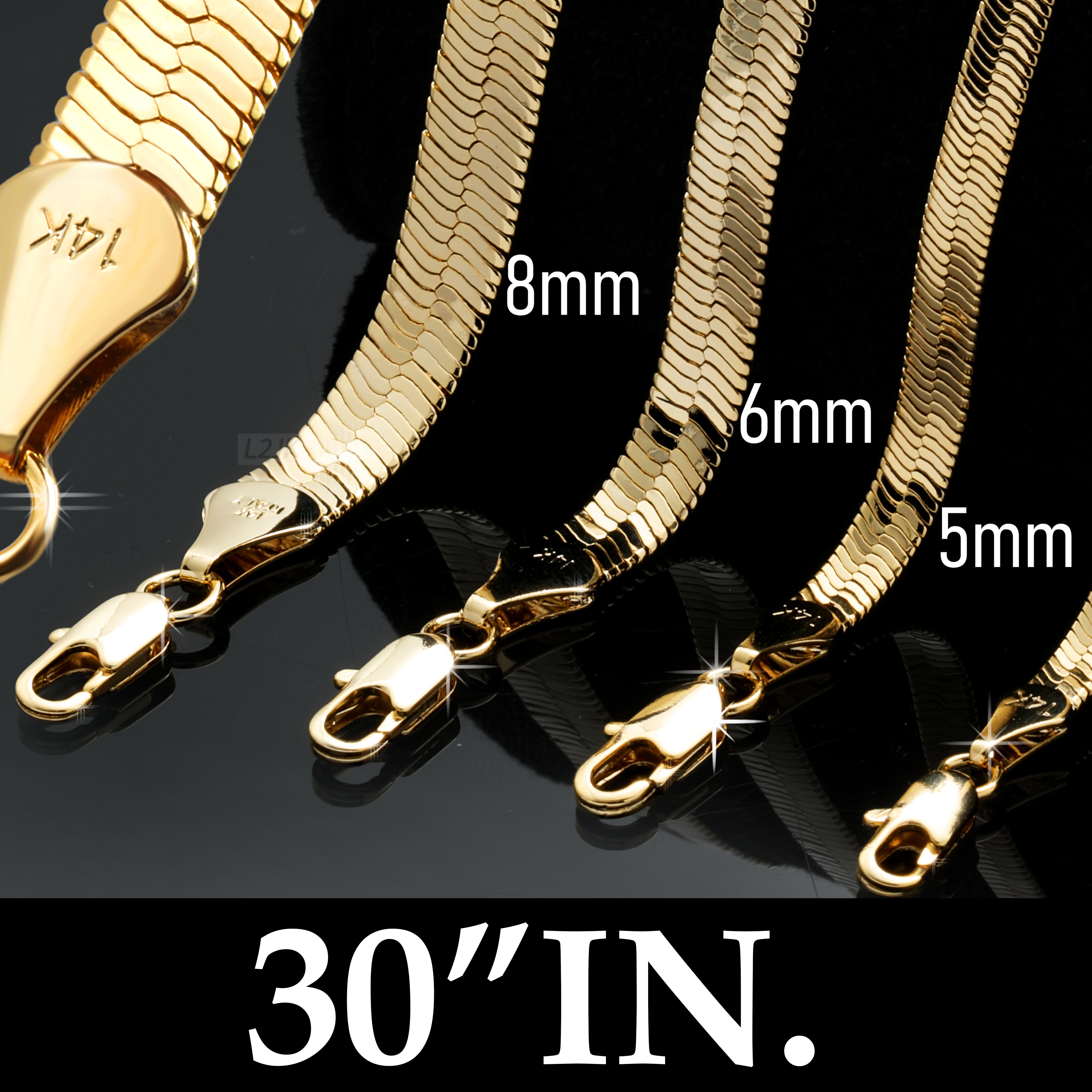 30" Herringbone Necklace 5mm-11mm