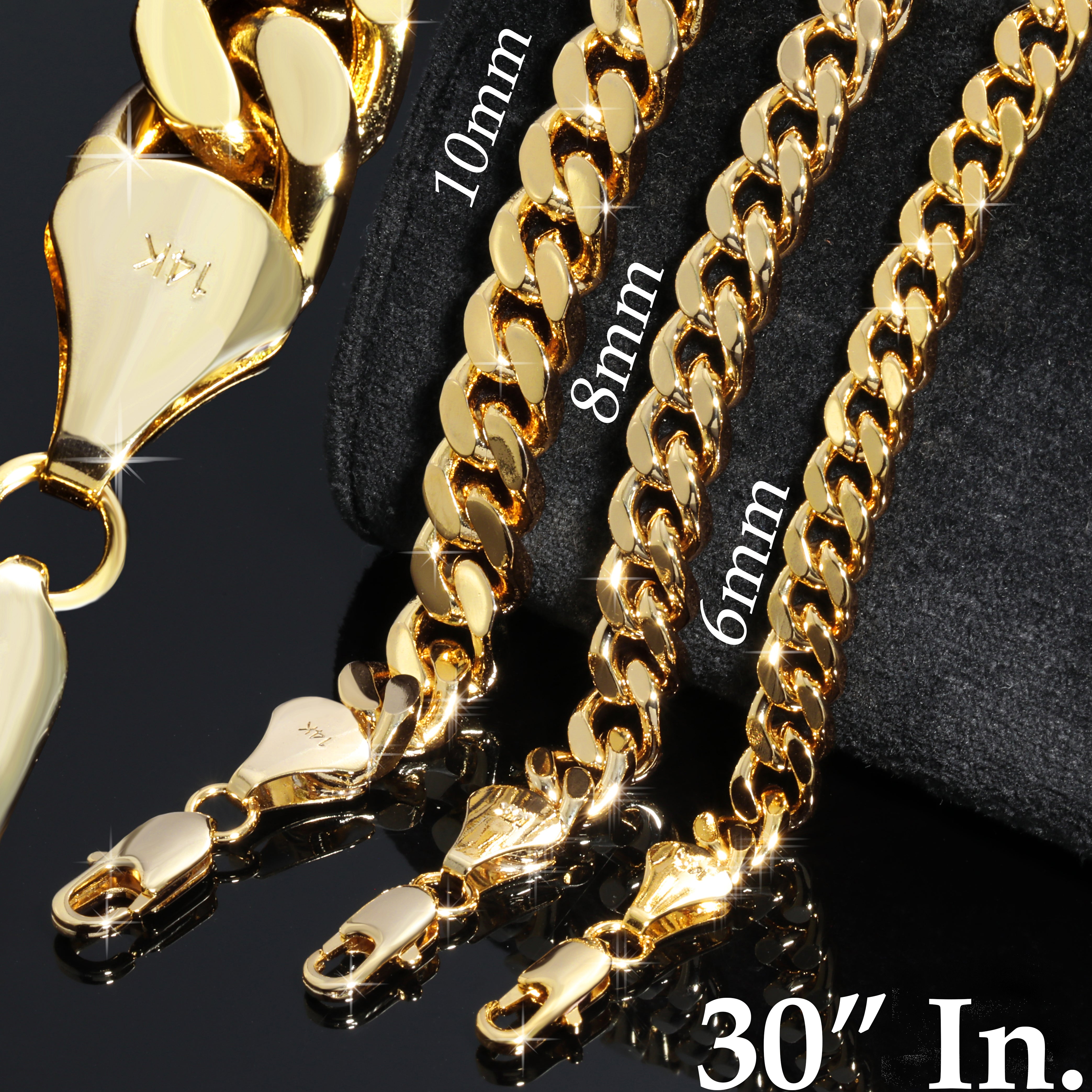 Men's Solid Curb Chain Necklace 6mm 8mm 10mm 30"