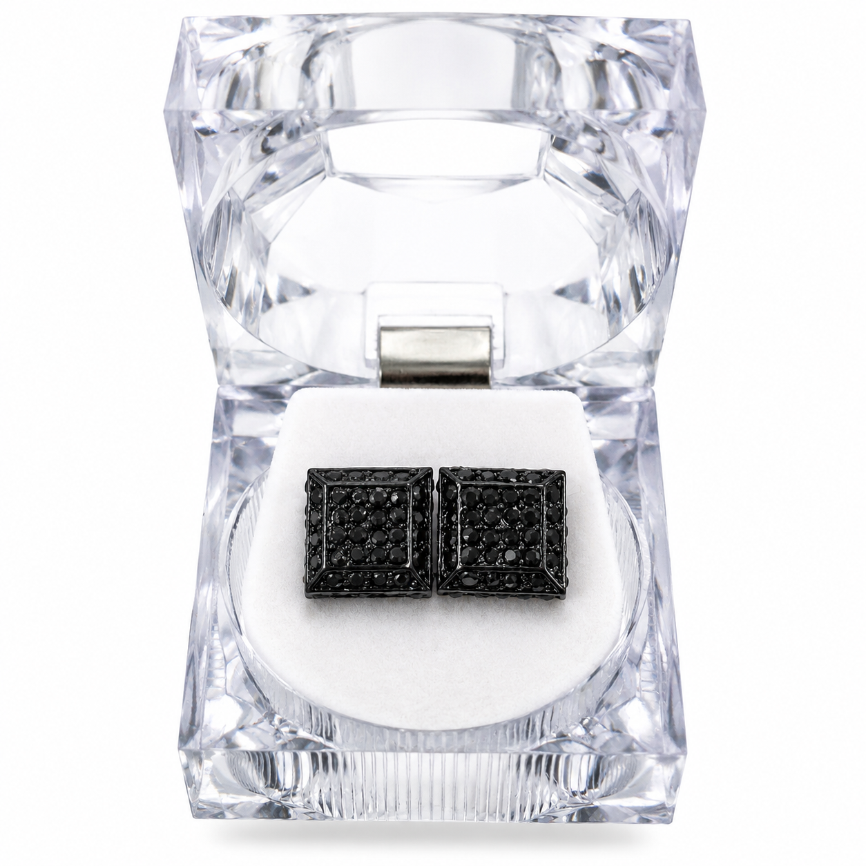 Hip Hop L Square Stud Earrings – AAA+ CZ Mounted BLACK Iced Out Earrings for Men & Women | Fashion Jewelry