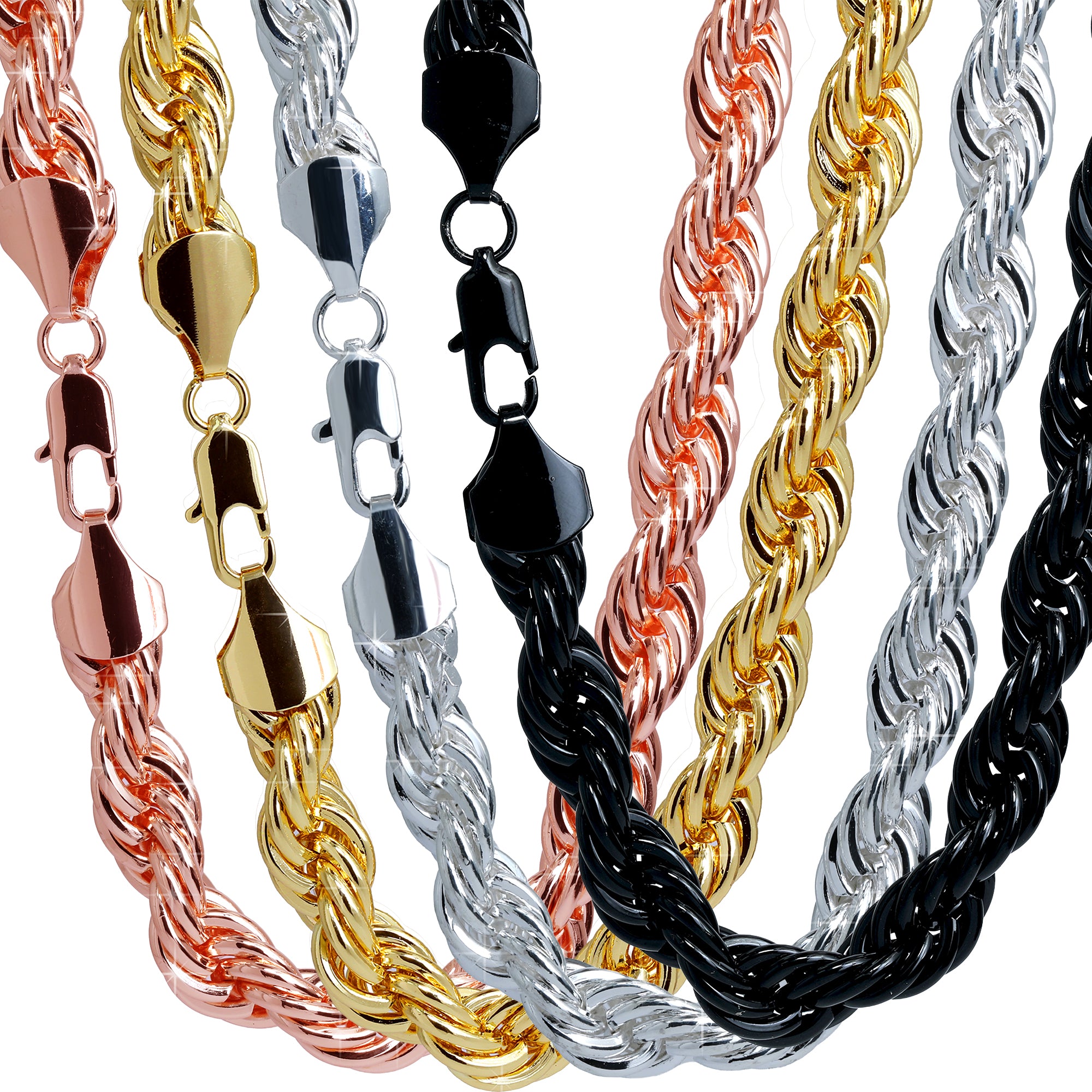 10mm/30" Thick Gold Rope Chain Gold Silver Black Rosegold