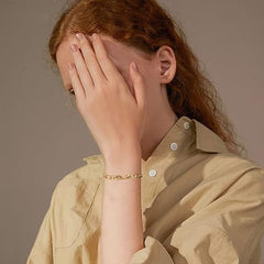 4MM/8"INCHES WIDE 14K GOLD FINISH FIGARO LINK BRACELET