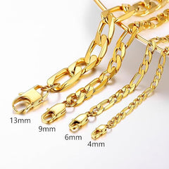 Figaro Link Choker Chain 18" Inches 6mm / 14k Gold Plated