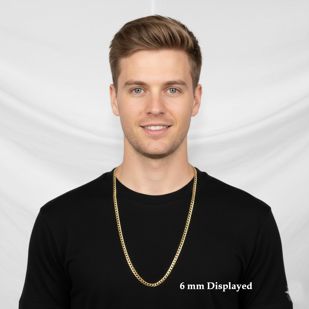 Men's Solid Concave Chain Necklace 5mm-10mm 30" IN.