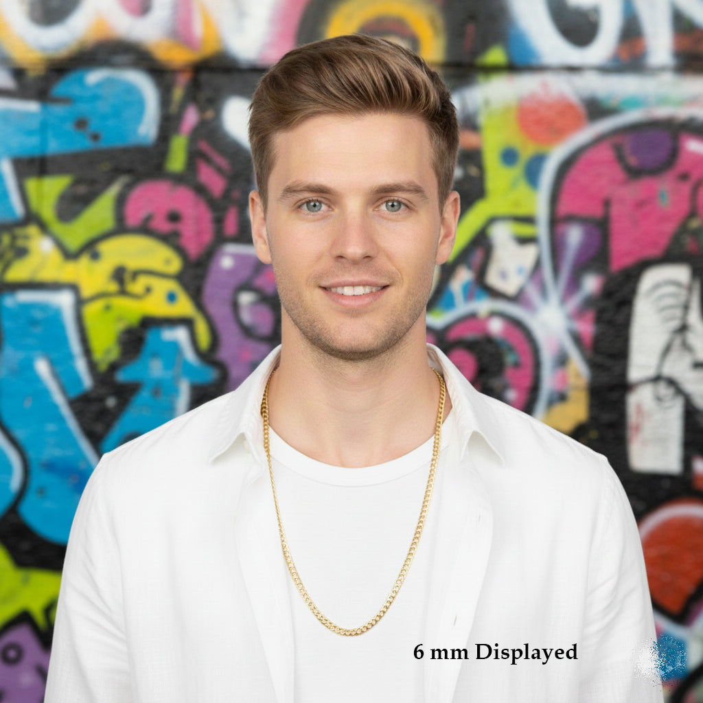 Men's Solid Concave Chain Necklace 5mm-10mm 30" IN.