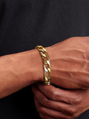 4MM/8"INCHES WIDE 14K GOLD FINISH FIGARO LINK BRACELET