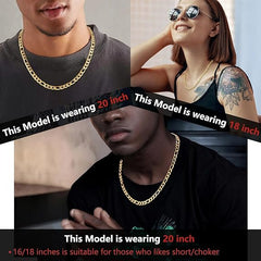 Figaro Link Choker Chain 18" Inches 6mm / 14k Gold Plated