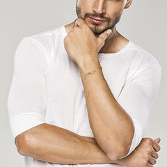 4MM/8"INCHES WIDE 14K GOLD FINISH FIGARO LINK BRACELET