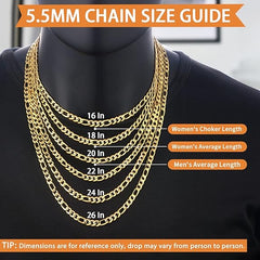 Figaro Link Choker Chain 18" Inches 6mm / 14k Gold Plated