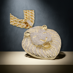 3pc Set Huge XXL Wide Lion Head Gold Filed 18"+20" Fully Iced Out Hip Hop Cuban Chain