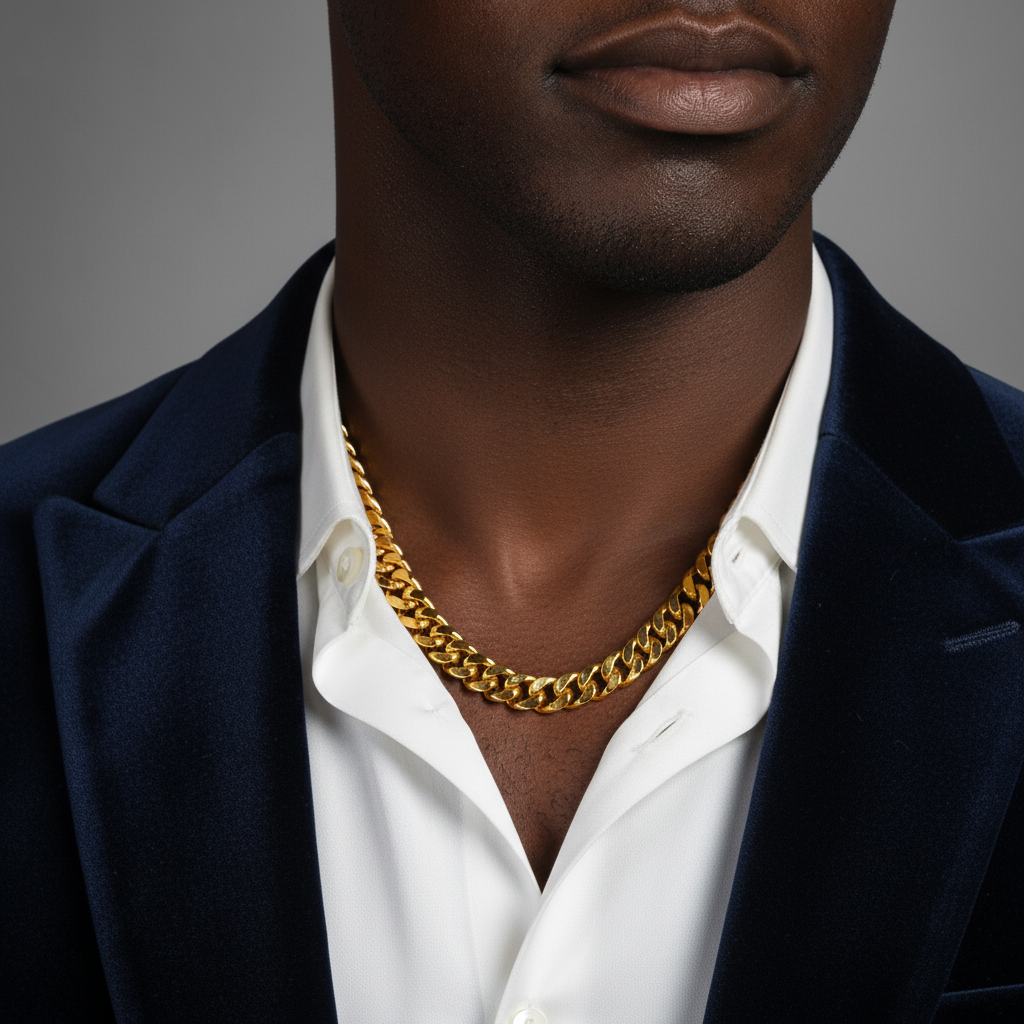 Men's Solid Curb Chain Necklace 8mm 10mm 24"