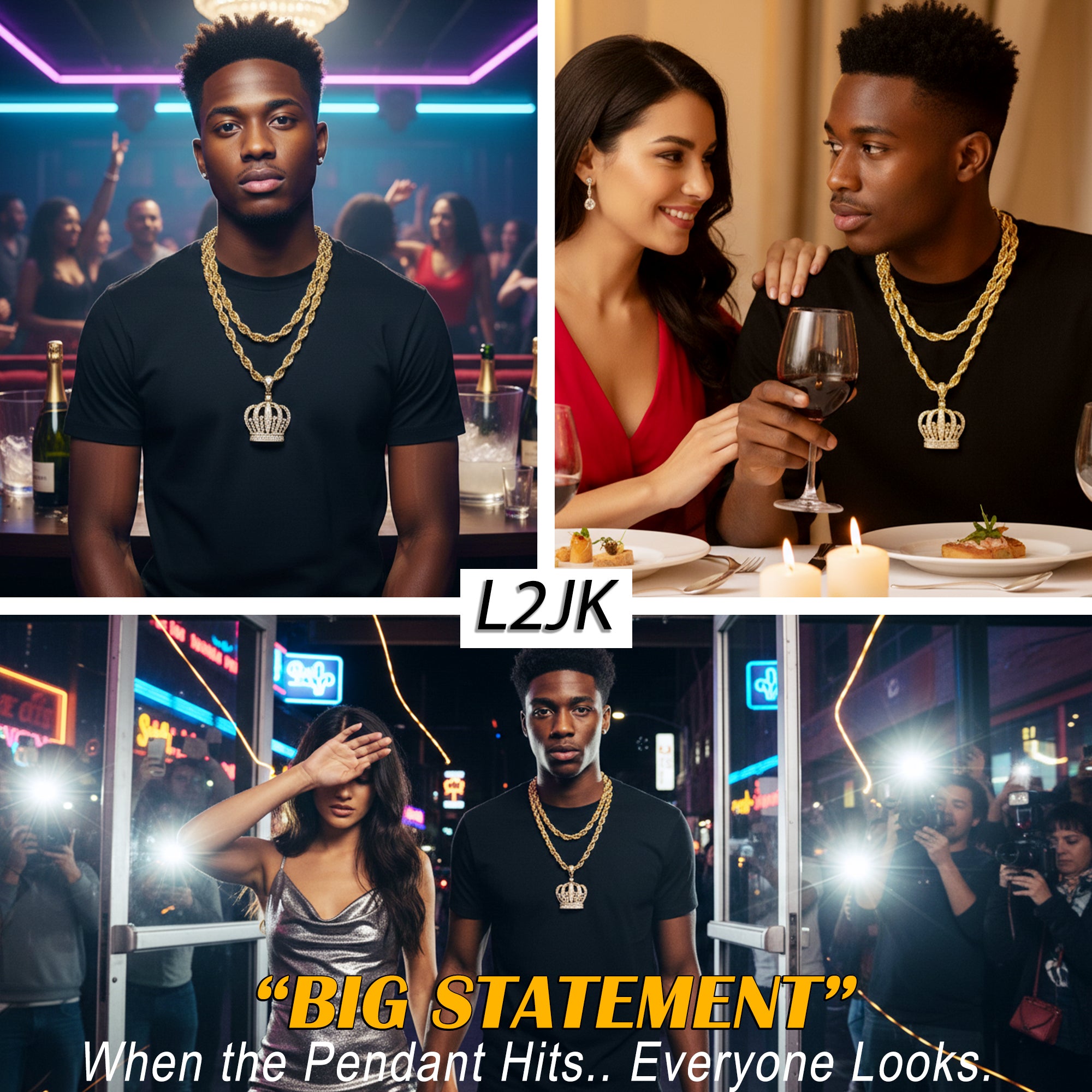 King Crown Fully Iced | 14K Rope Necklace Gold Plated 10mm