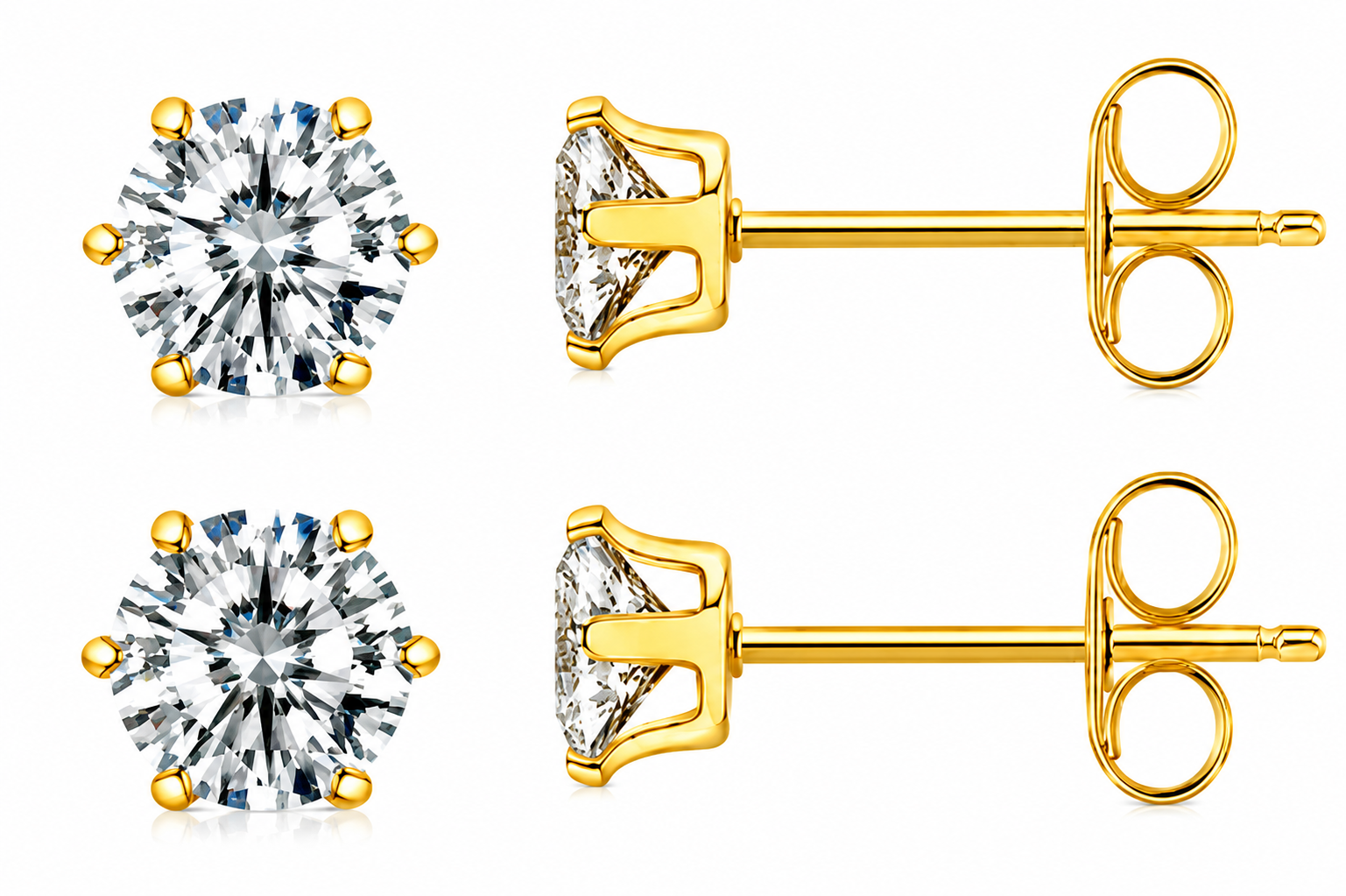 72 Pairs GOLD CZ Stud Earrings Set | Hypoallergenic 316L Surgical Steel | 7MM & 9MM Cubic Zirconia Earrings for Men & Women (Copy)
