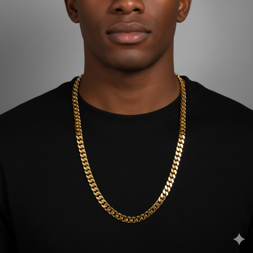 Men's Solid Curb Chain Necklace 6mm 8mm 10mm 30"