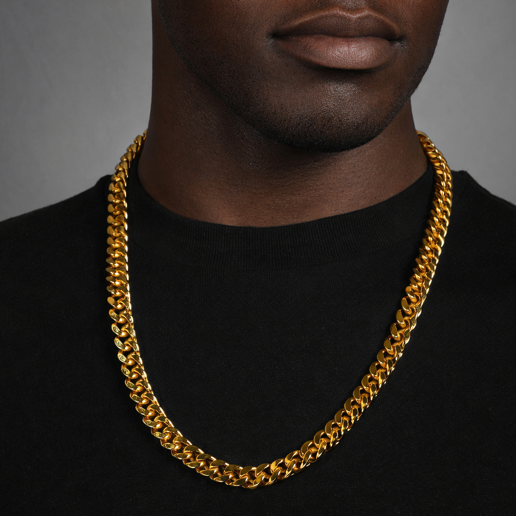 Men's Solid Curb Chain Necklace 8mm 10mm 24"