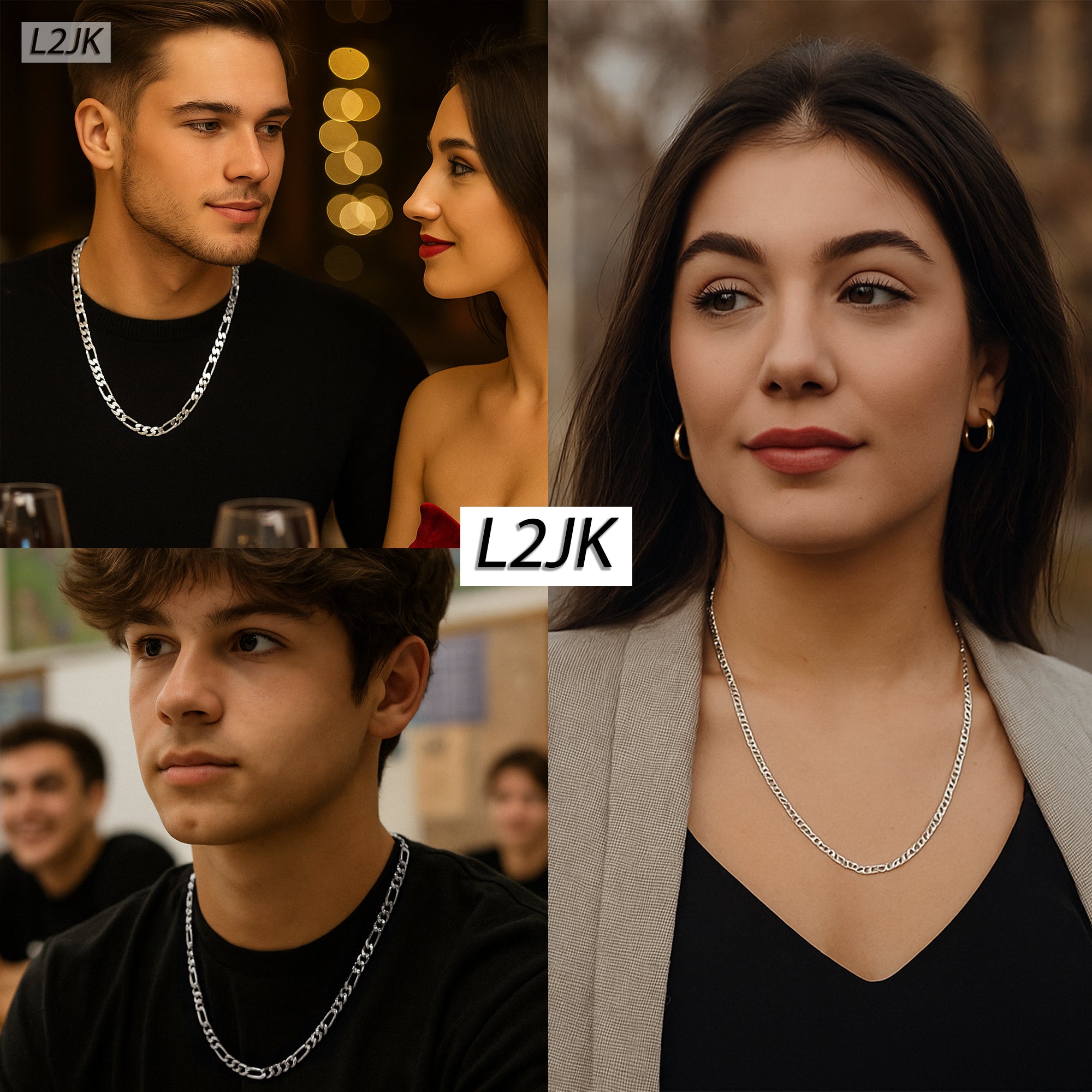 Silver Fillec 5mm-12mm/24" FIGARO LINK CHAIN NECKLACE