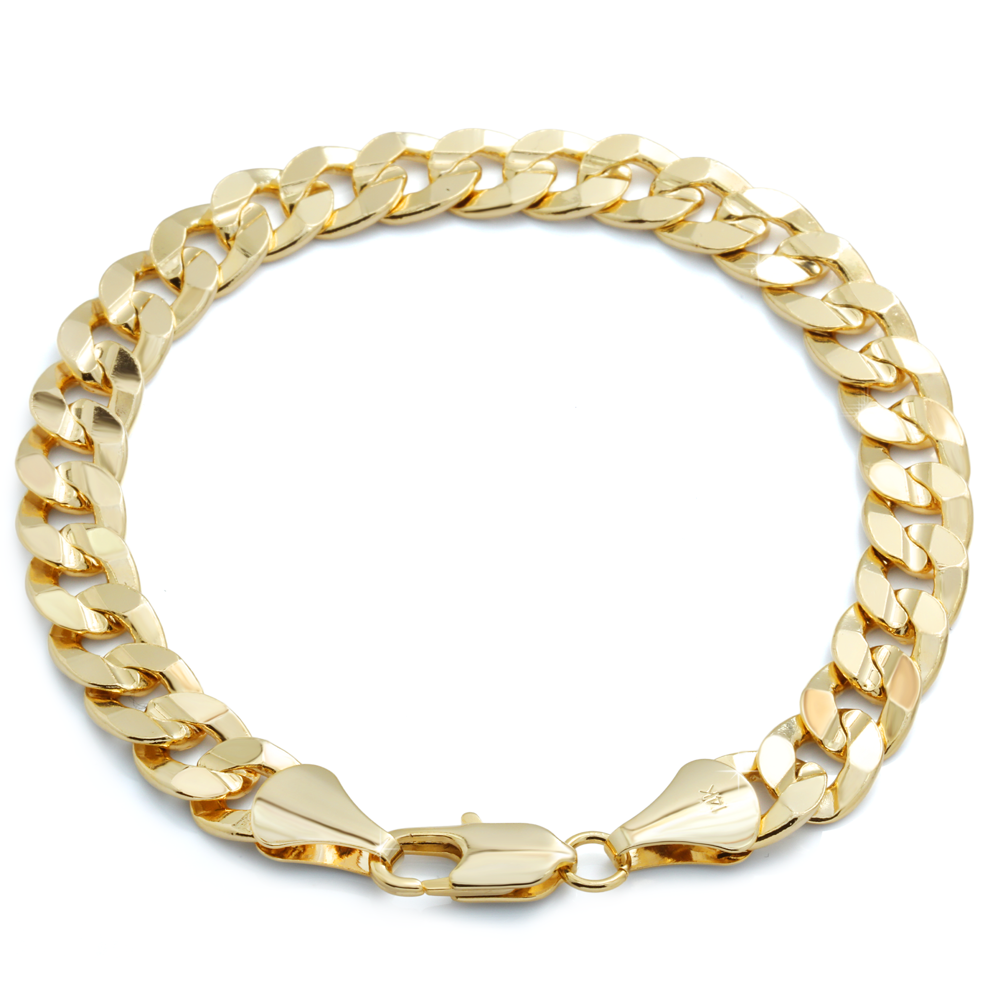 14K Concave Cuban Bracelet 8.5" - 10mm Gold Plated