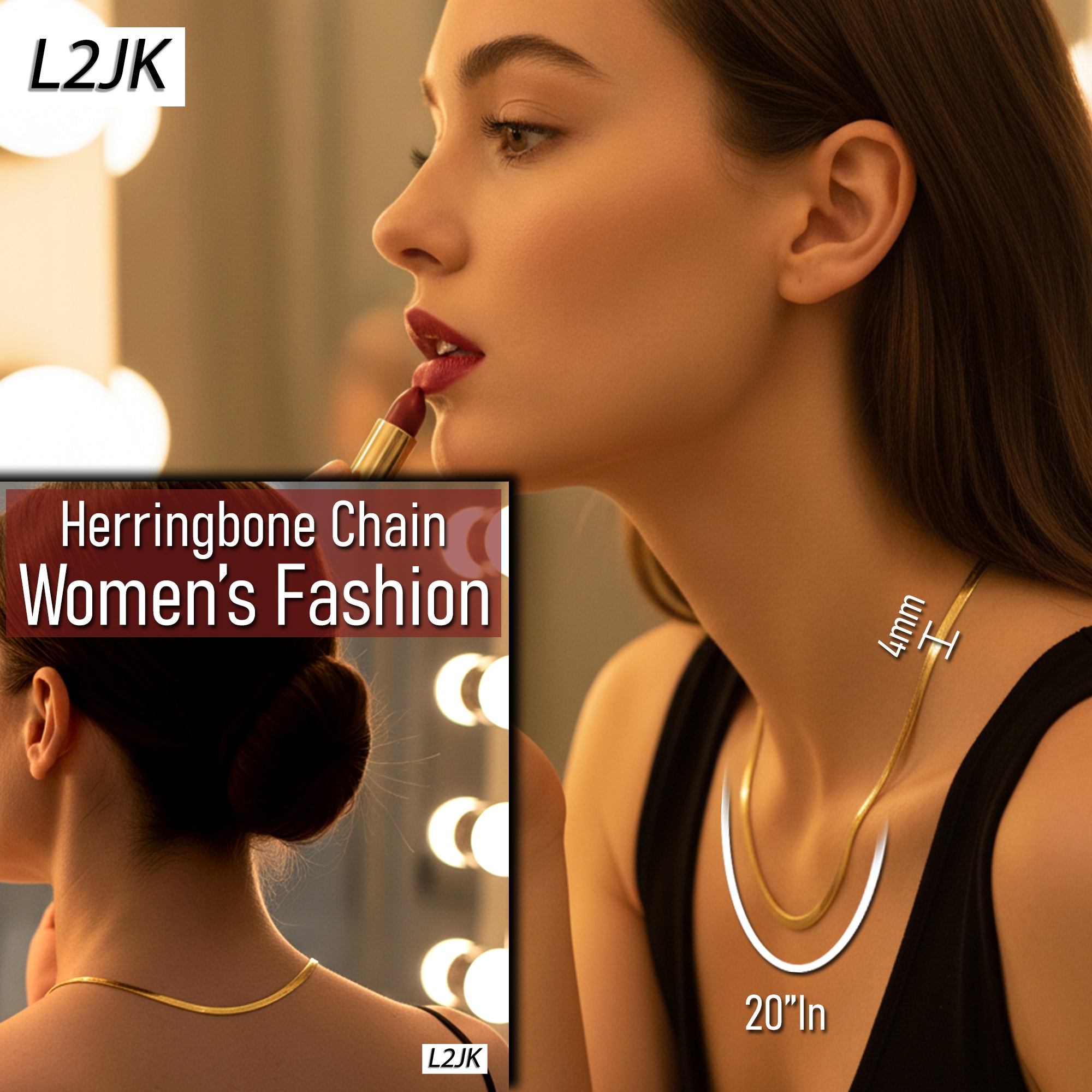 20" Herringbone Necklace 4mm-11mm (Copy)