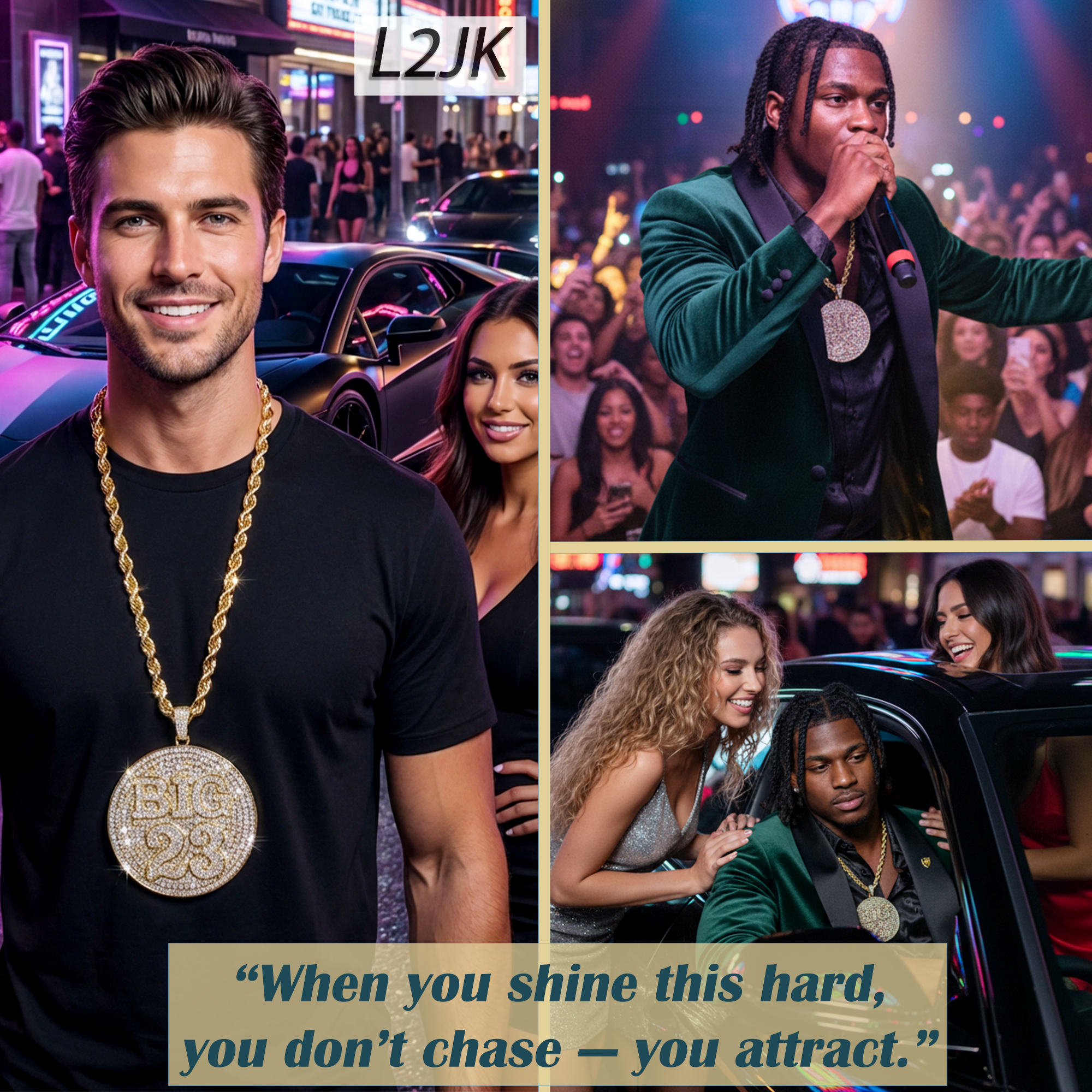 XXL "Big 23" 14k Gold Plated Pendant & Rope Chain