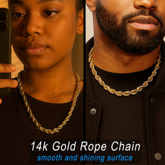 10mm Thick Gold Rope Chain 18'-30"