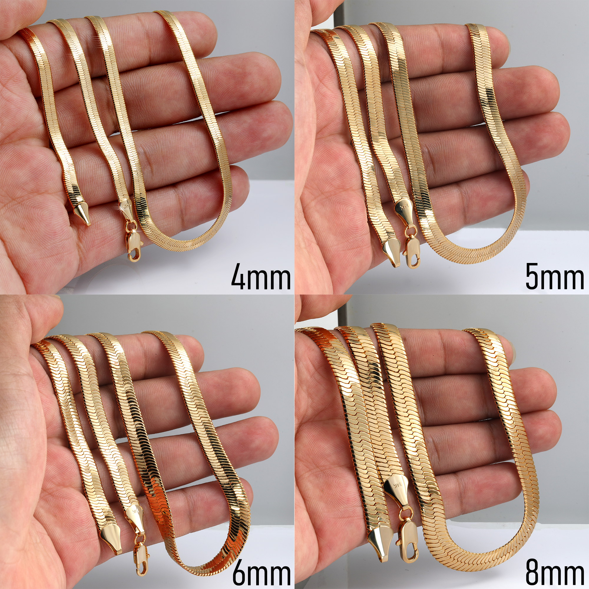 20" Herringbone Necklace 4mm-11mm (Copy)