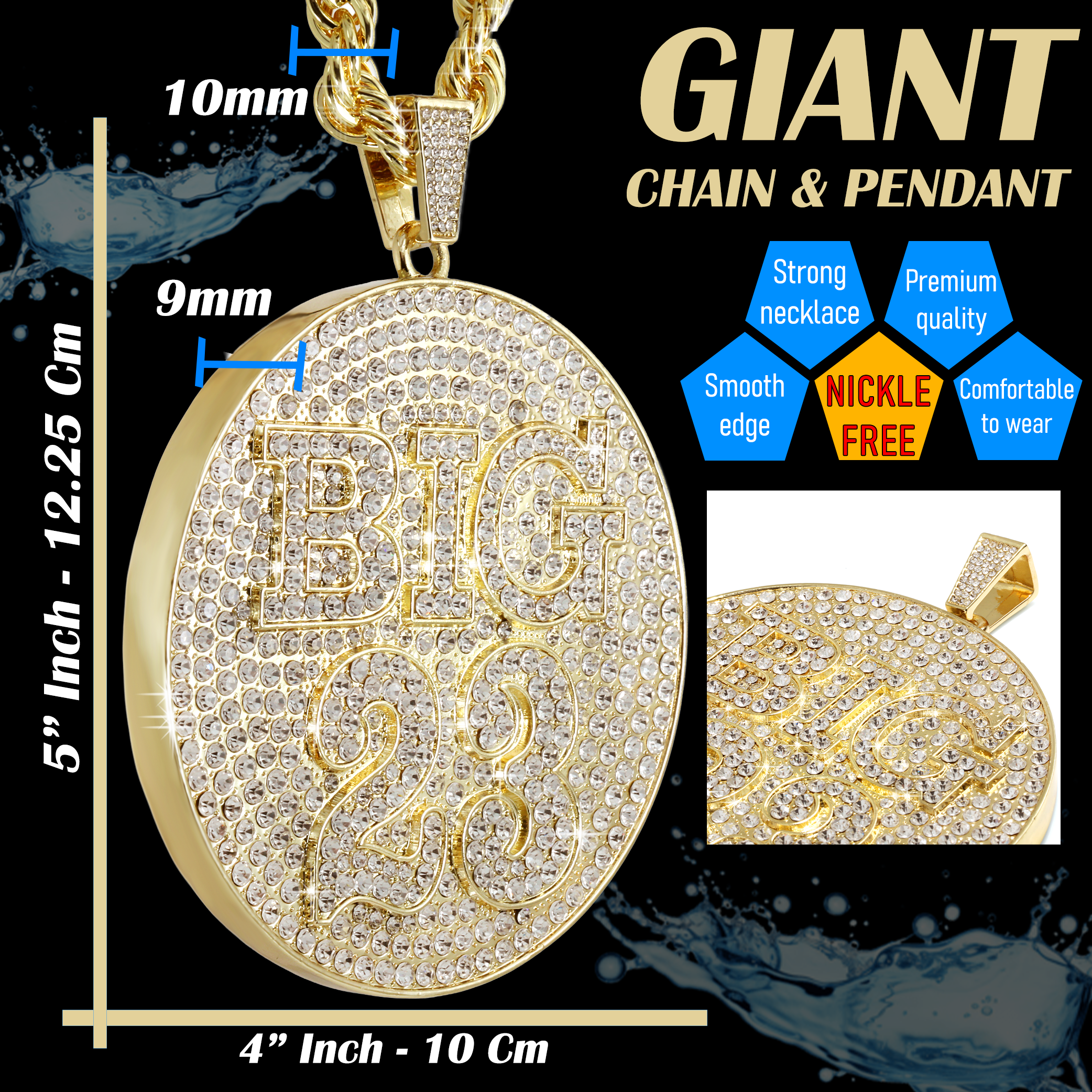 XXL "Big 23" 14k Gold Plated Pendant & Rope Chain