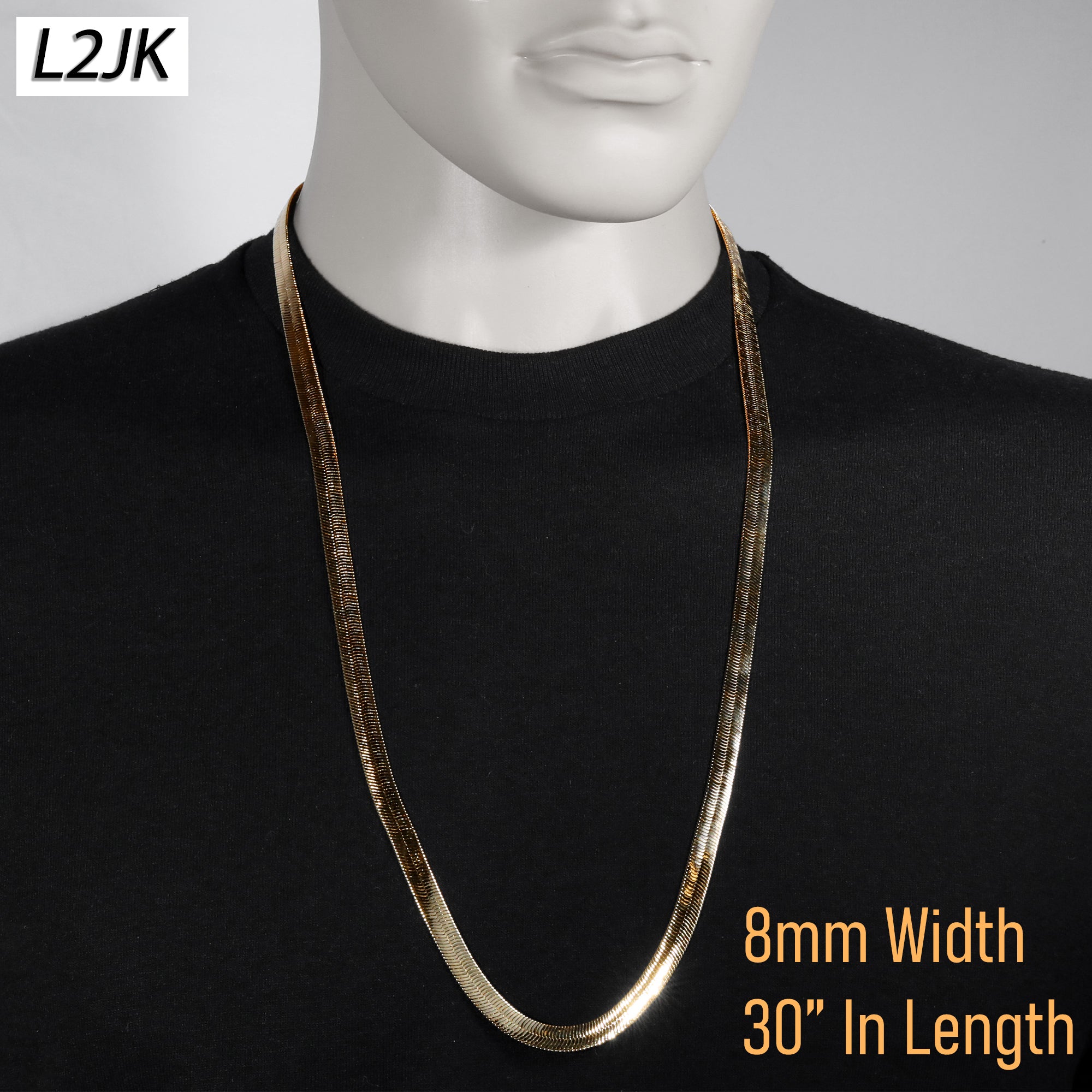 30" Herringbone Necklace 5mm-11mm