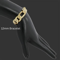 4MM/8"INCHES WIDE 14K GOLD FINISH FIGARO LINK BRACELET