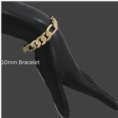 4MM/8"INCHES WIDE 14K GOLD FINISH FIGARO LINK BRACELET