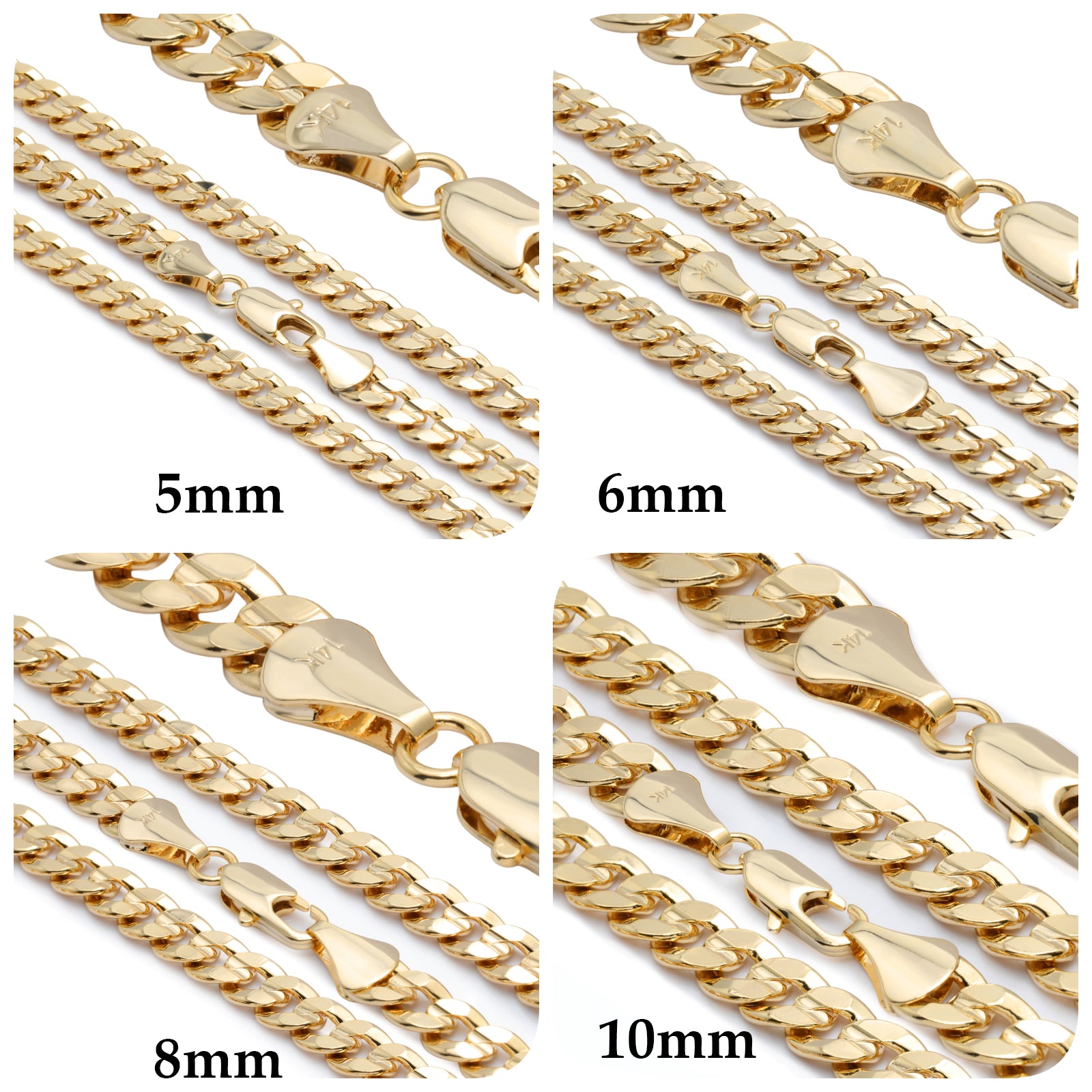 Men's Solid Concave Chain Necklace 5mm-10mm 30" IN.