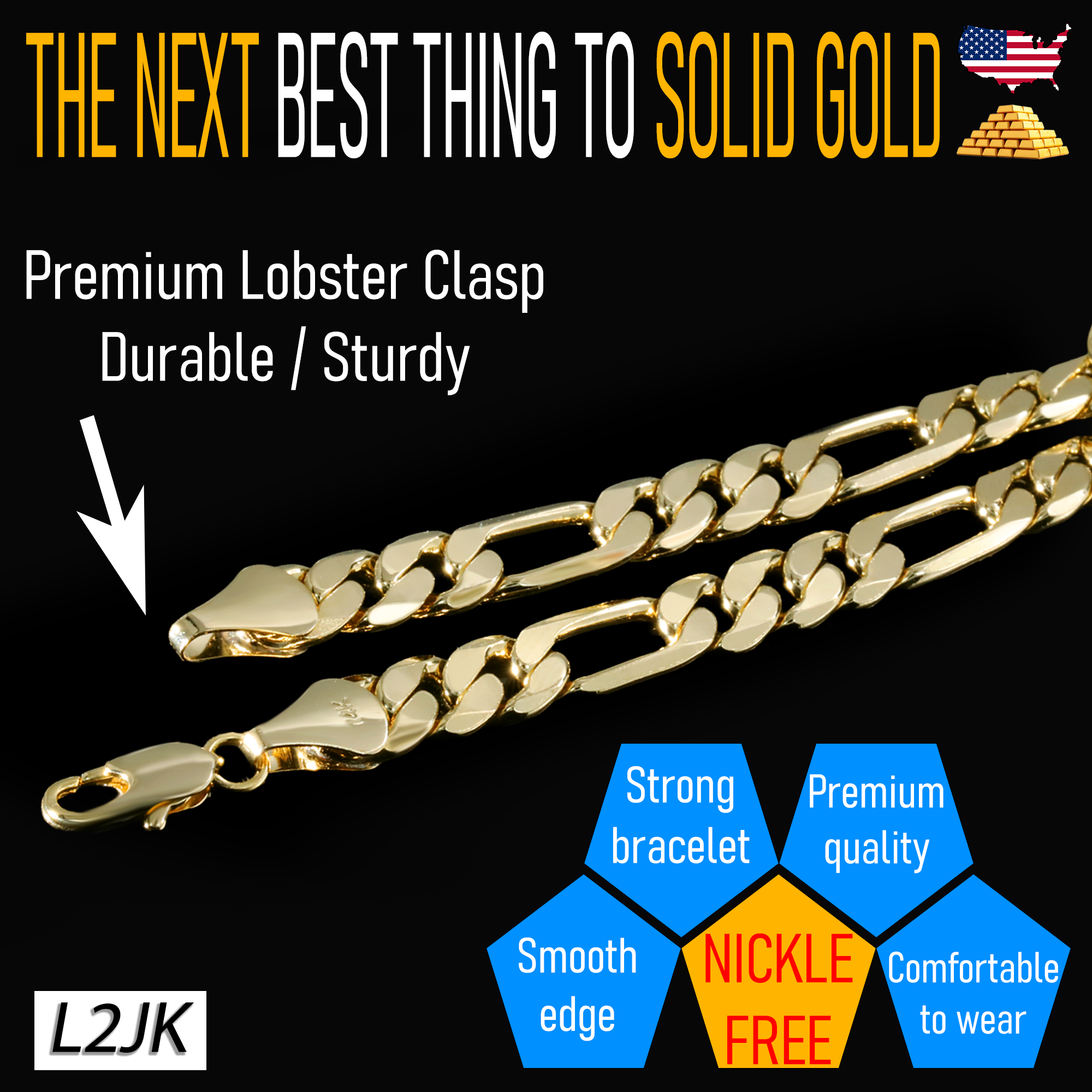 9MM / 9” Figaro Bracelet – Medium Fit-Bold, clean, and timeless