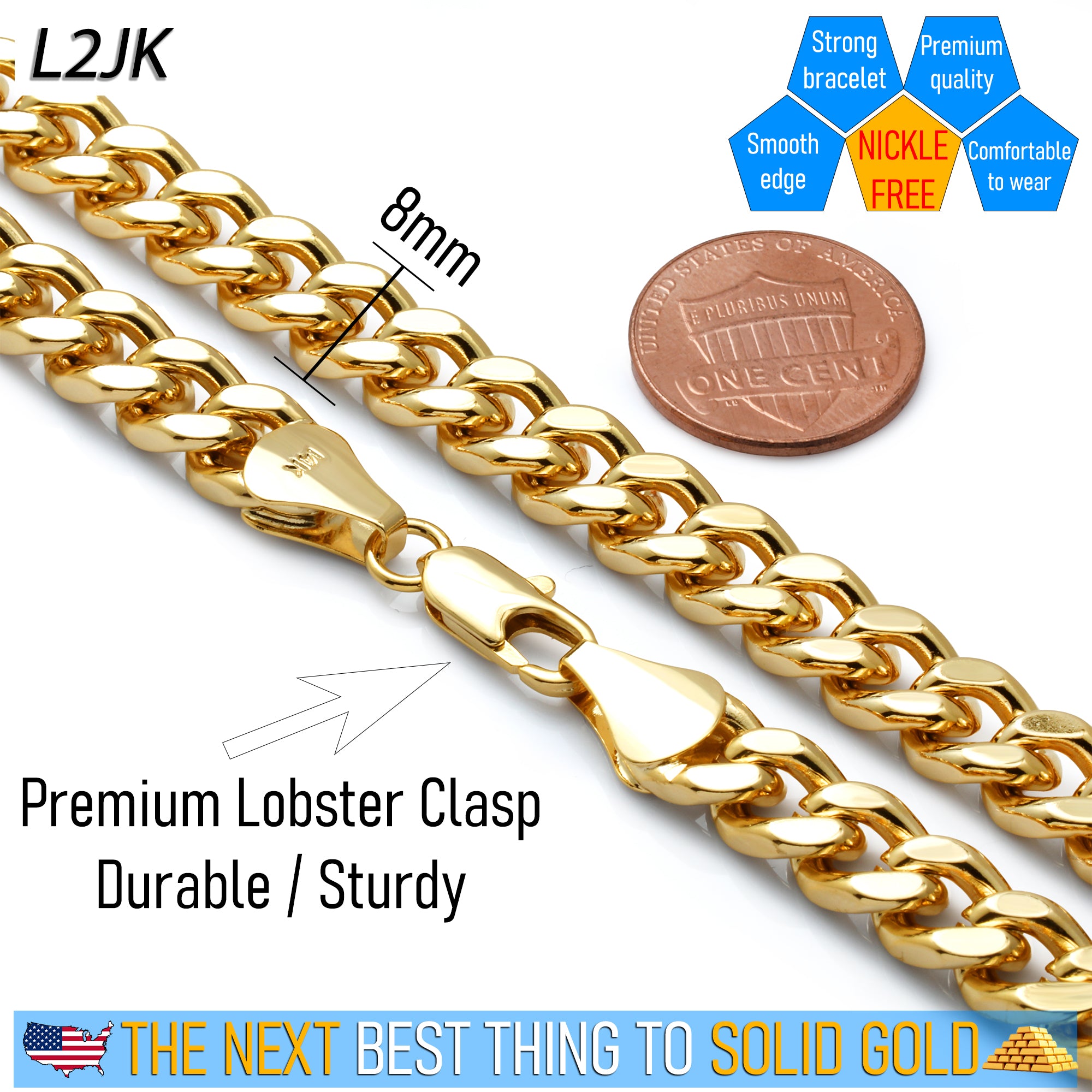 Men's Solid Curb Chain Necklace 8mm 10mm 24"