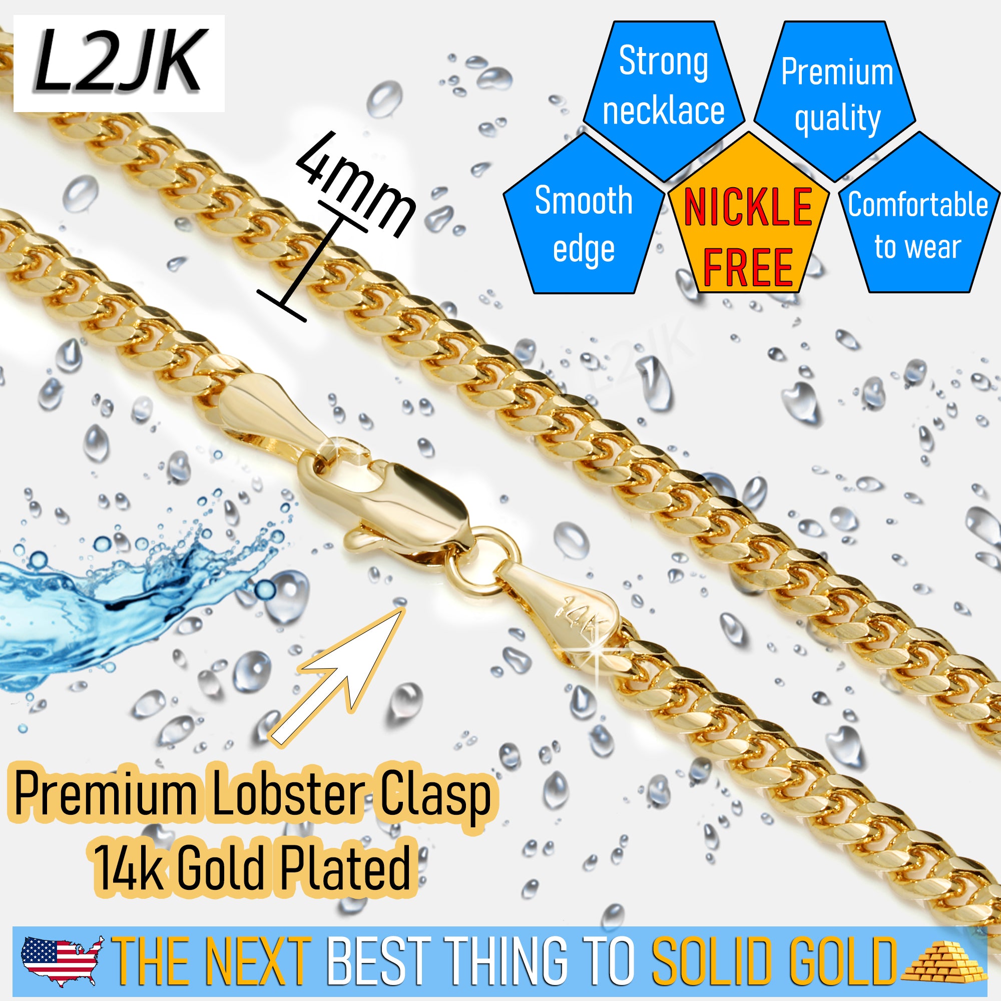 4 mm 20" 24" 30" Slim Cuban Chain Necklace