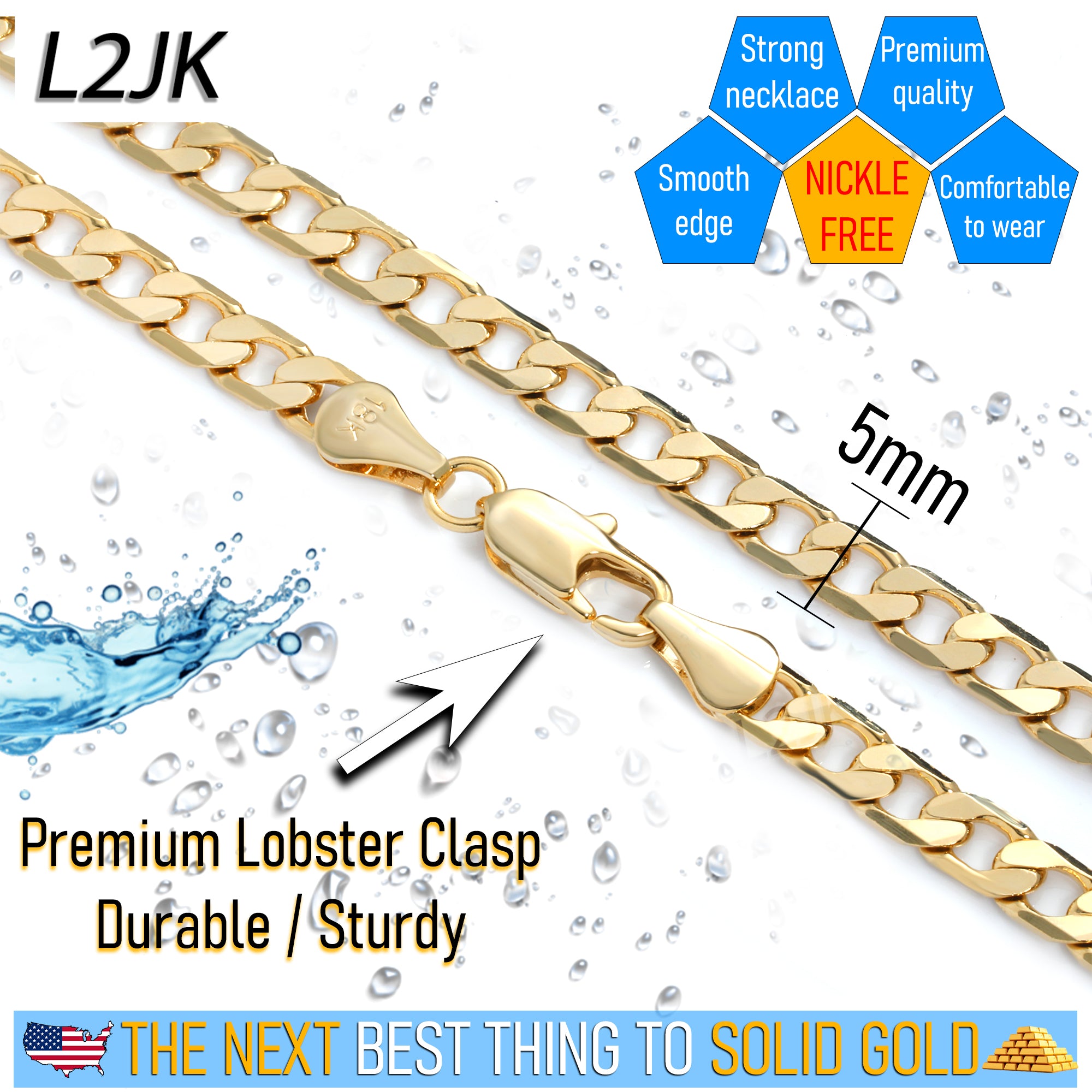 5mm 24" Flat Cuban Chain Necklace