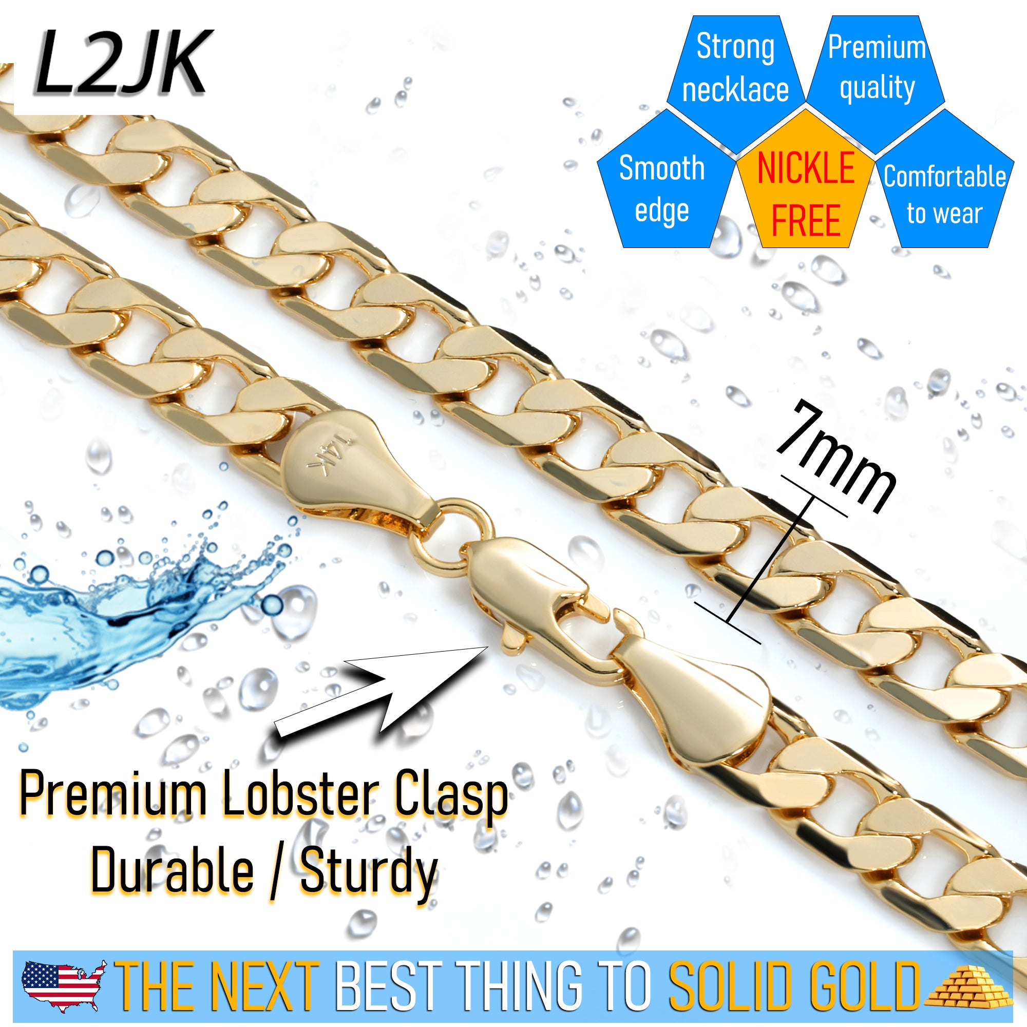 7mm 24" Flat Cuban Chain Necklace