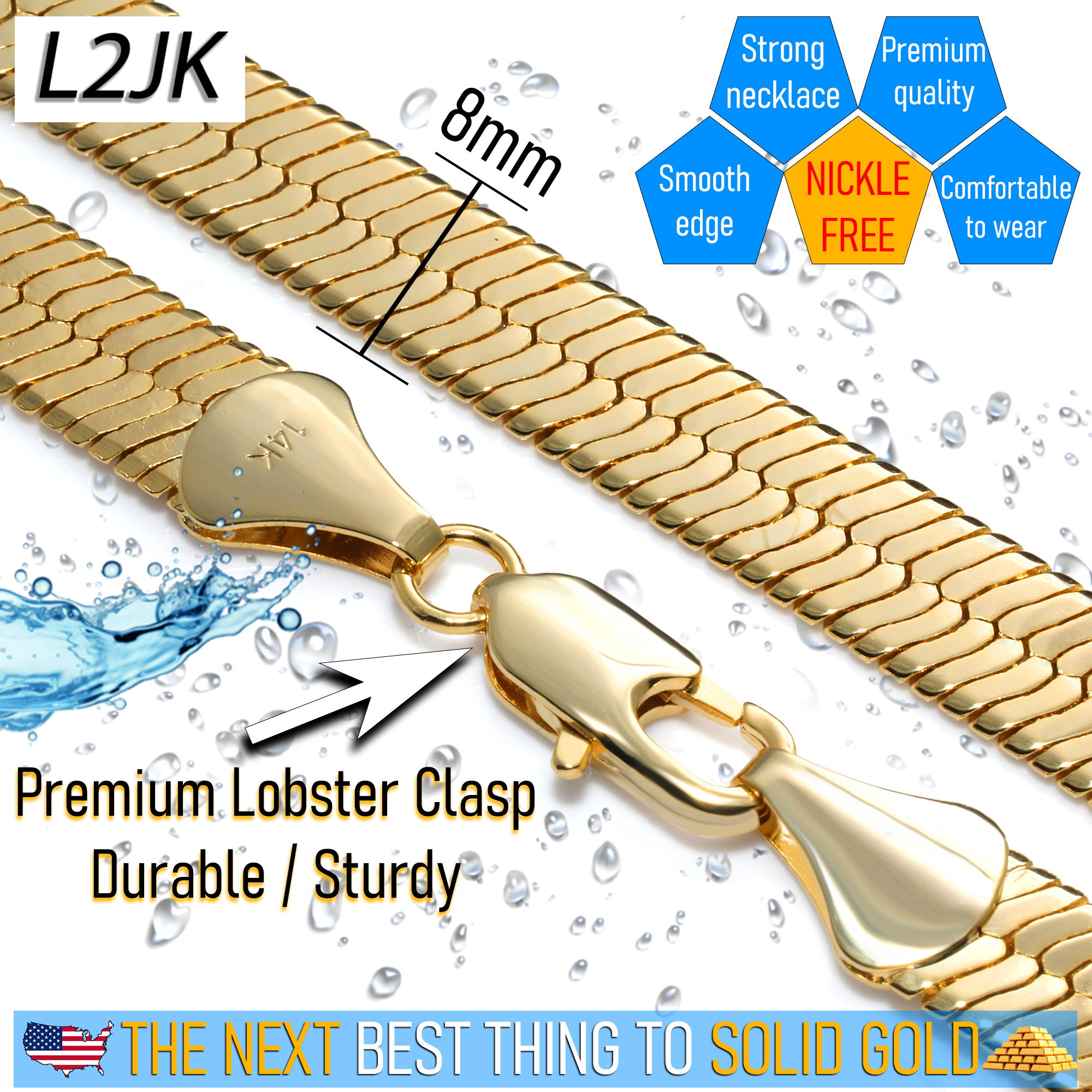 24" Herringbone Necklace 4mm-11mm