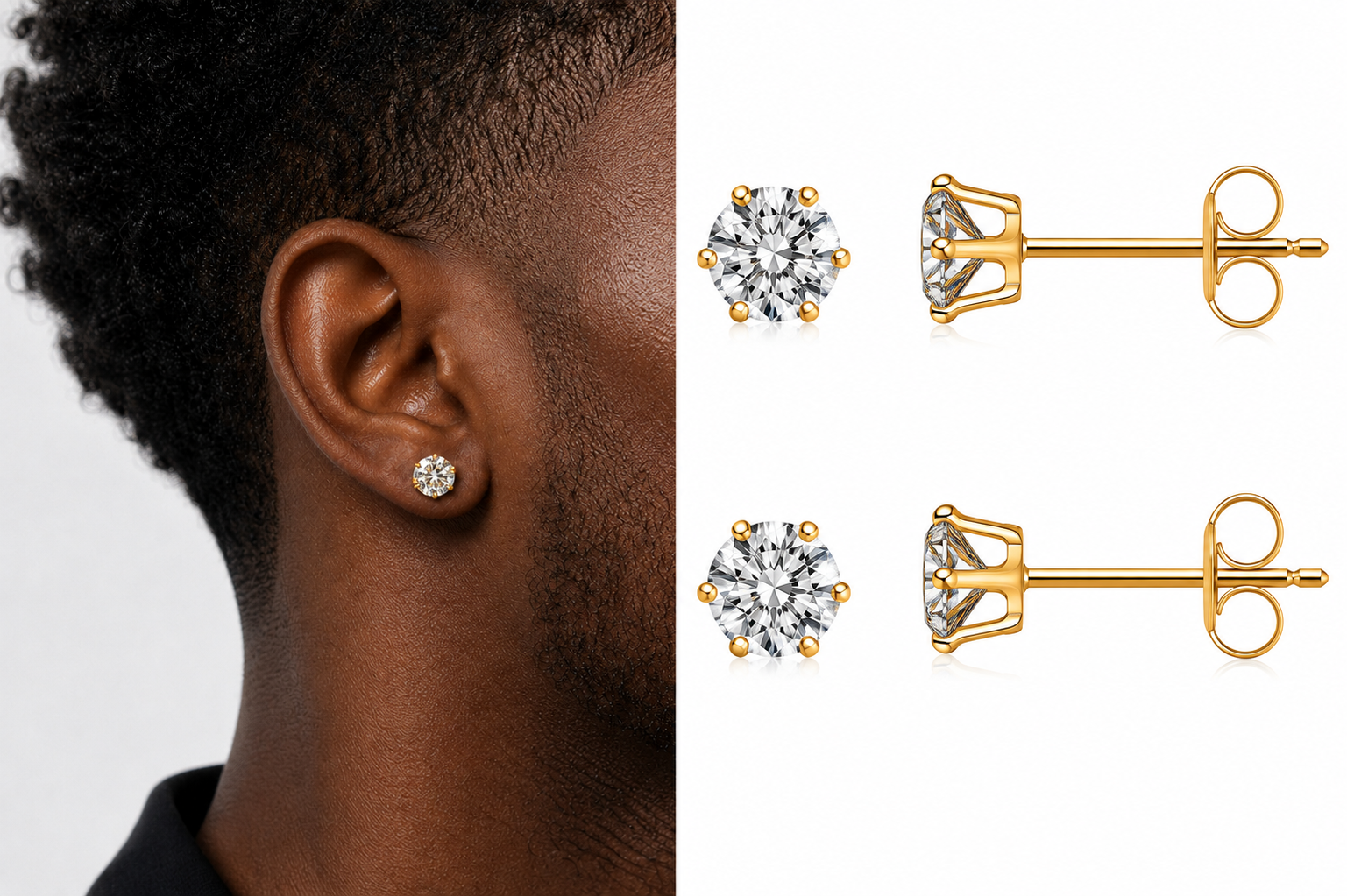 72 Pairs GOLD CZ Stud Earrings Set | Hypoallergenic 316L Surgical Steel | 7MM & 9MM Cubic Zirconia Earrings for Men & Women (Copy)
