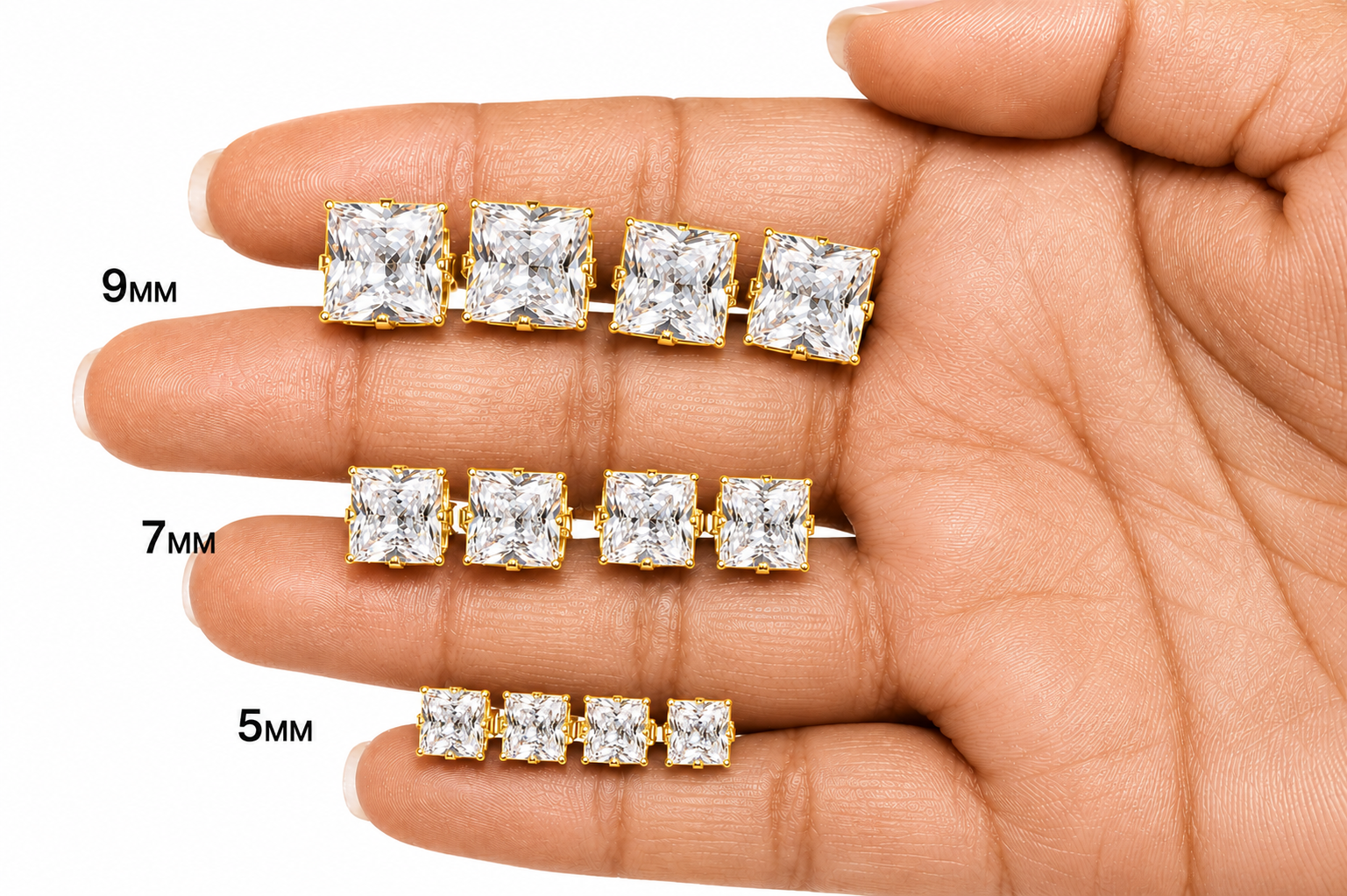 72 Pairs GOLD SQUARE CZ Stud Earrings Set | Hypoallergenic 316L Surgical Steel | 7MM & 9MM Cubic Zirconia Earrings for Men & Women (Copy) (Copy)