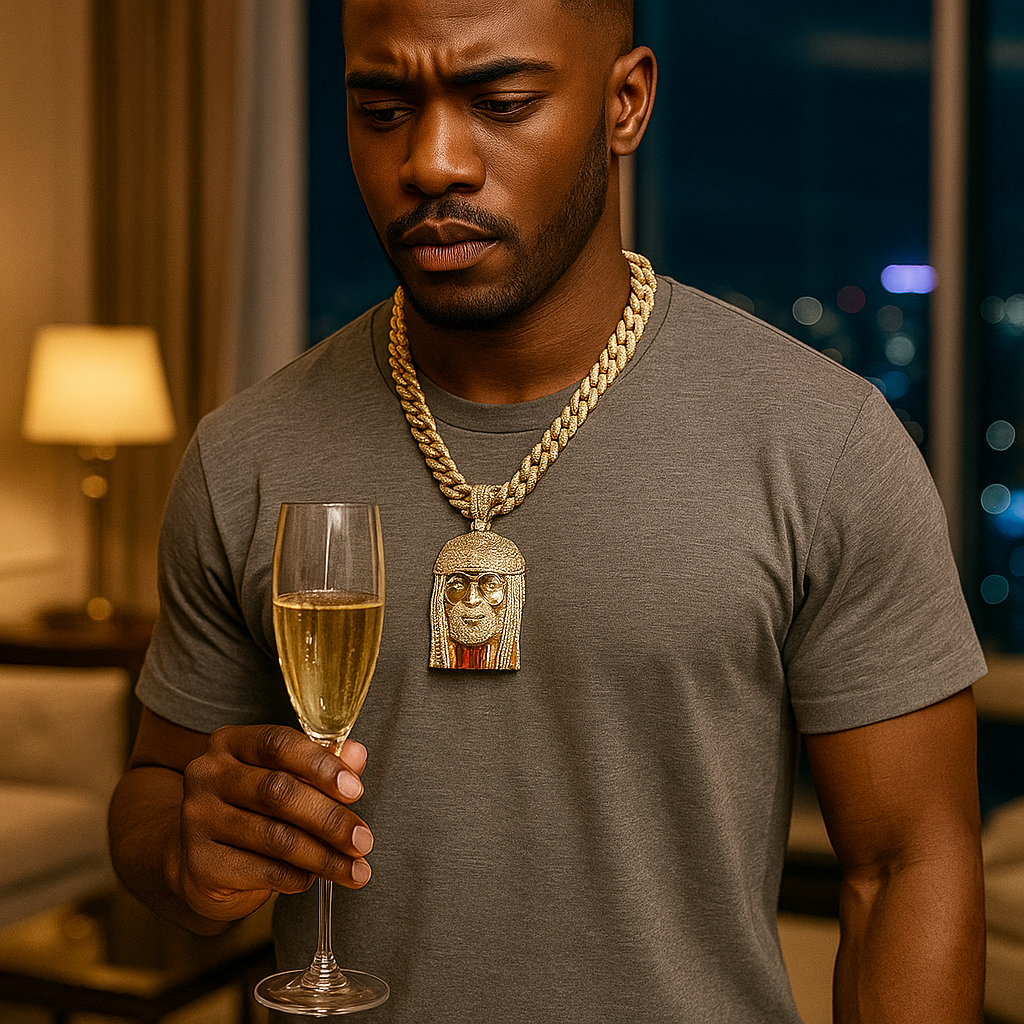 Crown Bearded Jesus Pendant & Iced Cuban CZ Chain Necklace – Hip Hop Jewelry for Men – 18"-24" – Perfect for Daily Wear and Special Occasions