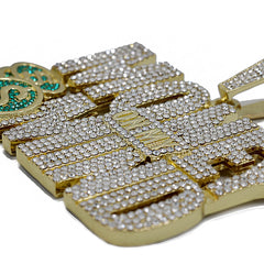 XXL Money On My Mind Pendant & Iced Cuban Chain – 16mm 18"-30" Gold Bling