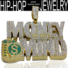 XXL Money On My Mind Pendant & Iced Cuban Chain – 16mm 18"-30" Gold Bling