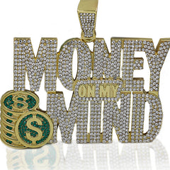 XXL Money On My Mind Pendant & Iced Cuban Chain – 16mm 18"-30" Gold Bling
