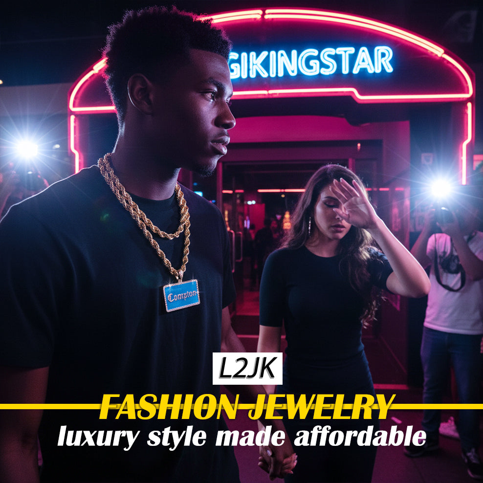 Iced Compton Bar | 14K Rope Necklace Gold Plated 10mm