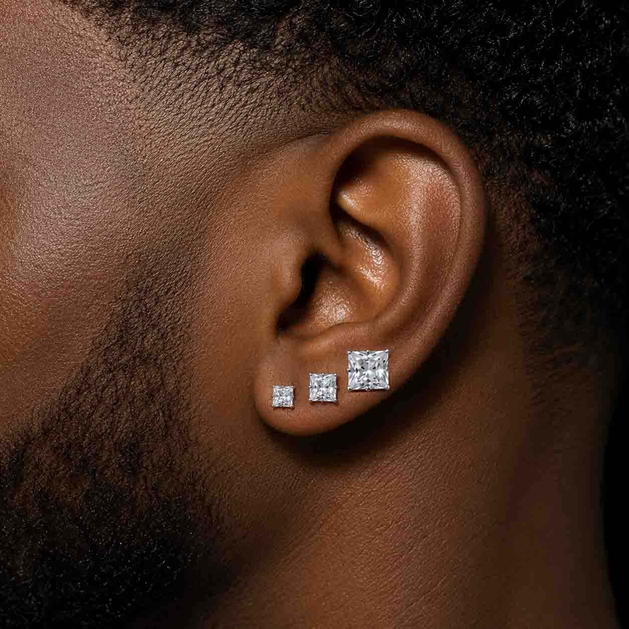 72 Pairs Stainless Steel SQUARE CZ Stud Earrings Set | Hypoallergenic 316L Surgical Steel | 5MM 7MM & 9MM Cubic Zirconia Earrings for Men & Women (Copy)