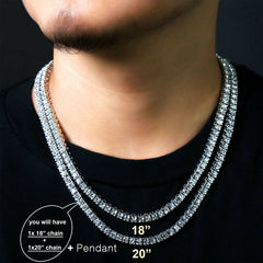 White GOLD TENNIS CHAIN 18" 20"  Hand Cuff Pendant Bundle