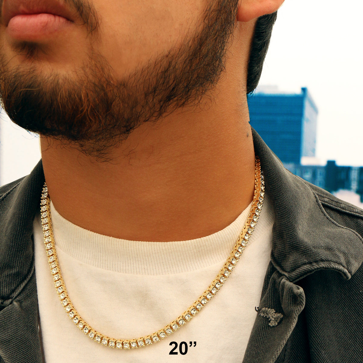 GOLD TENNIS CHAIN 18" 20" 24" 30"