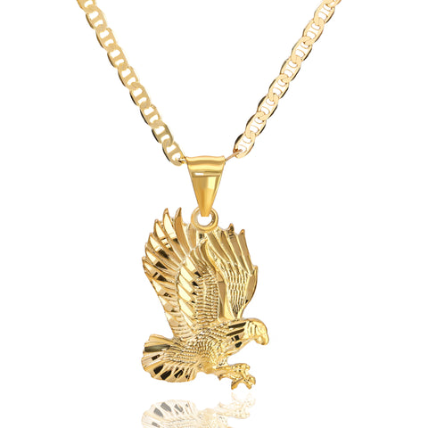 Eagle Pendant Mariner Chain 20" Gold Plated