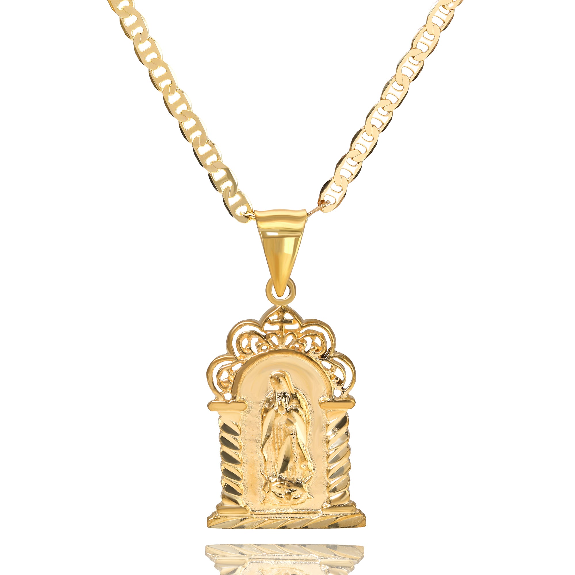 Virgin Garden Pendant Mariner Chain 20" Gold Plated