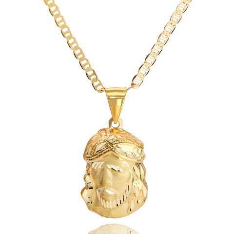 Jesus Face Pendant Mariner Chain 20" Gold Plated