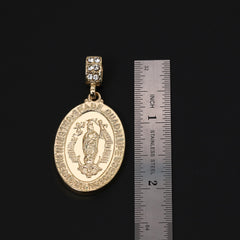 Catholic Engrave Guadalupe Pendant Cubic-Zirconia Gold Plated 18" Cuban Chain