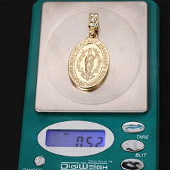 Catholic Engrave Guadalupe Pendant Cubic-Zirconia Gold Plated 18" Cuban Chain
